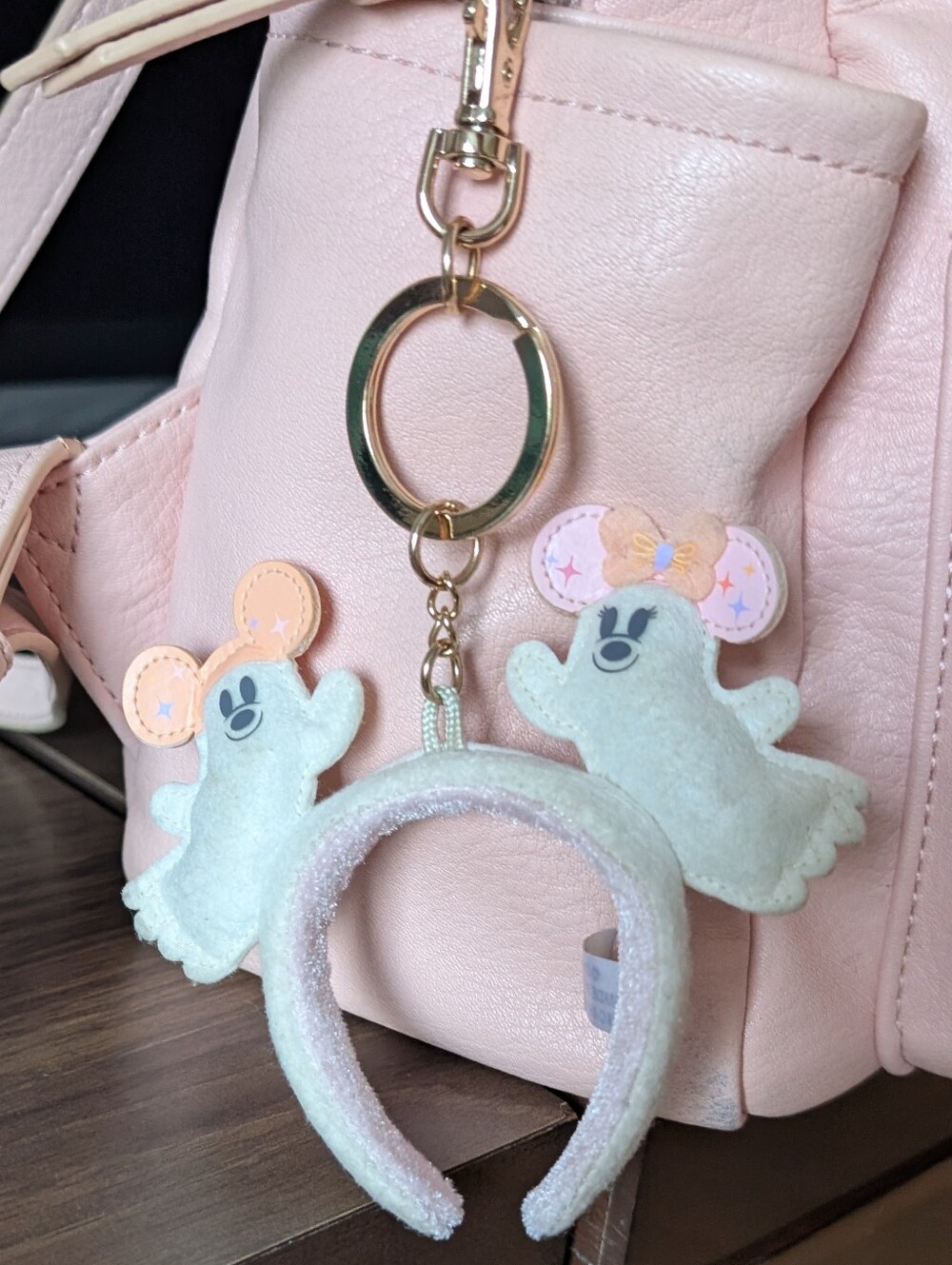 Pink Ghost Mickey Ear Keychain Accessory